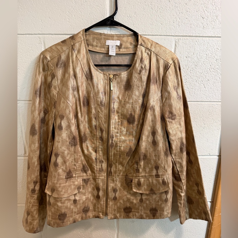 Chico's Metallic Full Zip Jacket size 2